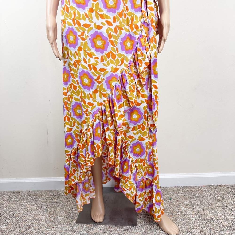 FEATHER & FIND FLORAL PRINTED RUFFLE WRAP MAXI DRESS - Picture 5 of 15